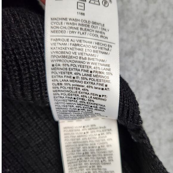 Athleta Sweater Womens Size Medium Merino Extra Fine Wool Blend Black - Picture 10 of 13